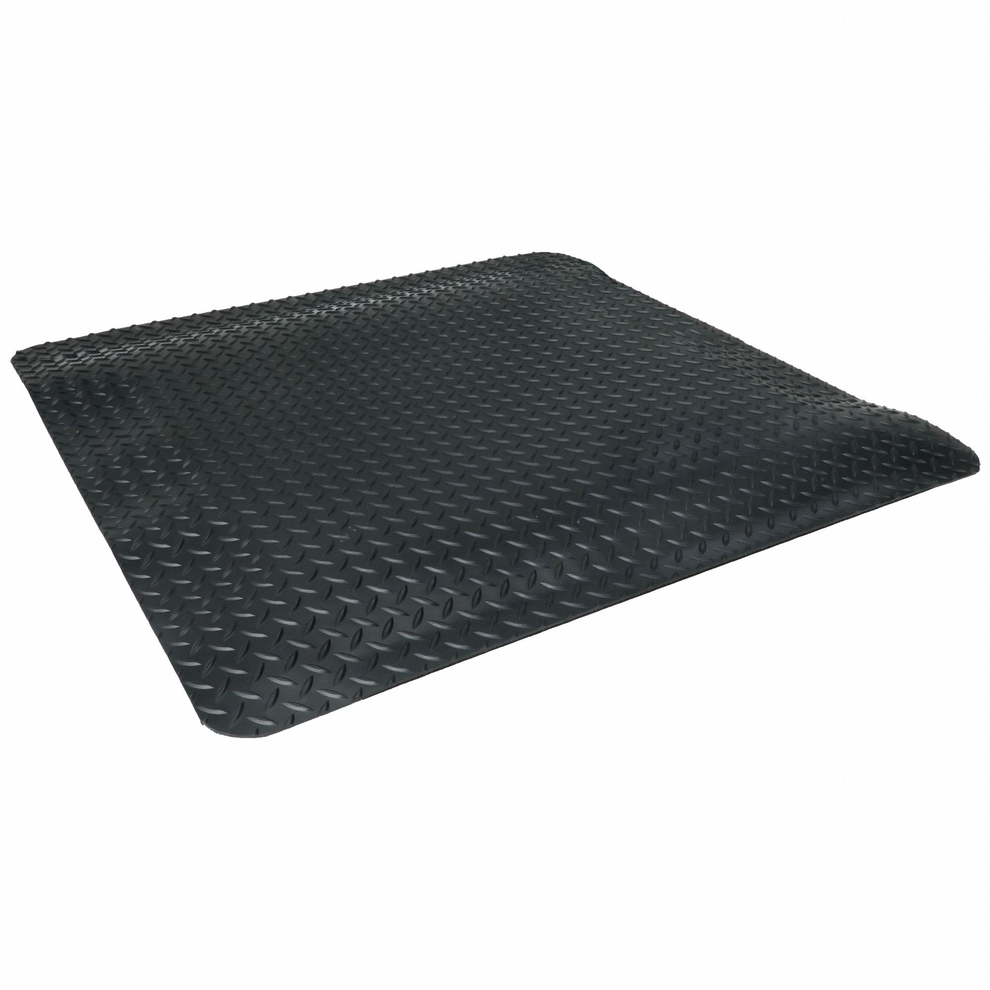 Antifatigue Mat: Diamond Plate, 3 ft x 3 ft, 1 in Thick, Black, Vinyl over Nitrile/Rubber Foam