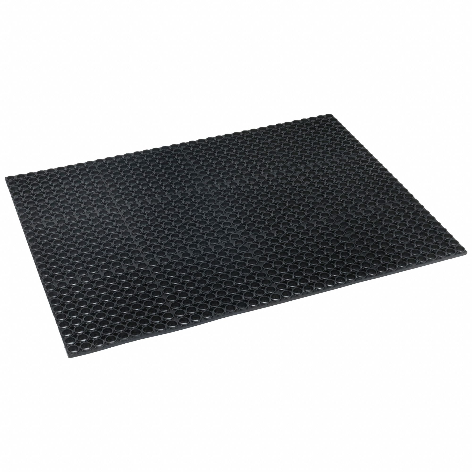 ANTIFATIGUE MAT, 3X5 FT, ¾ IN THICK, RAISED RINGS, BLK, NATURAL RUBBER, STRAIGHT EDGE
