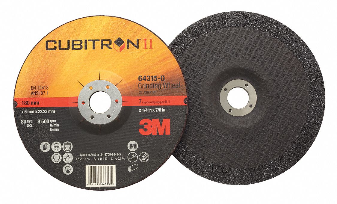 3M Cubitron II Depressed Center Grinding Wheel, (78468-Q), T27, 4 in x 1/4 in x 5/8