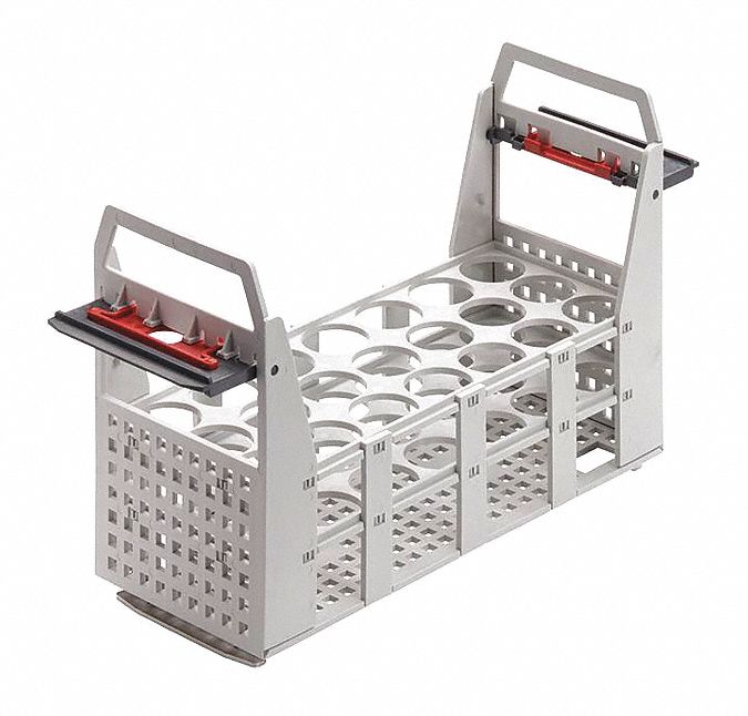 Test Tube Rack: Holds 21 Test Tubes, Affixes to Tank Lip, 21 Compartments, Plastic, Beige