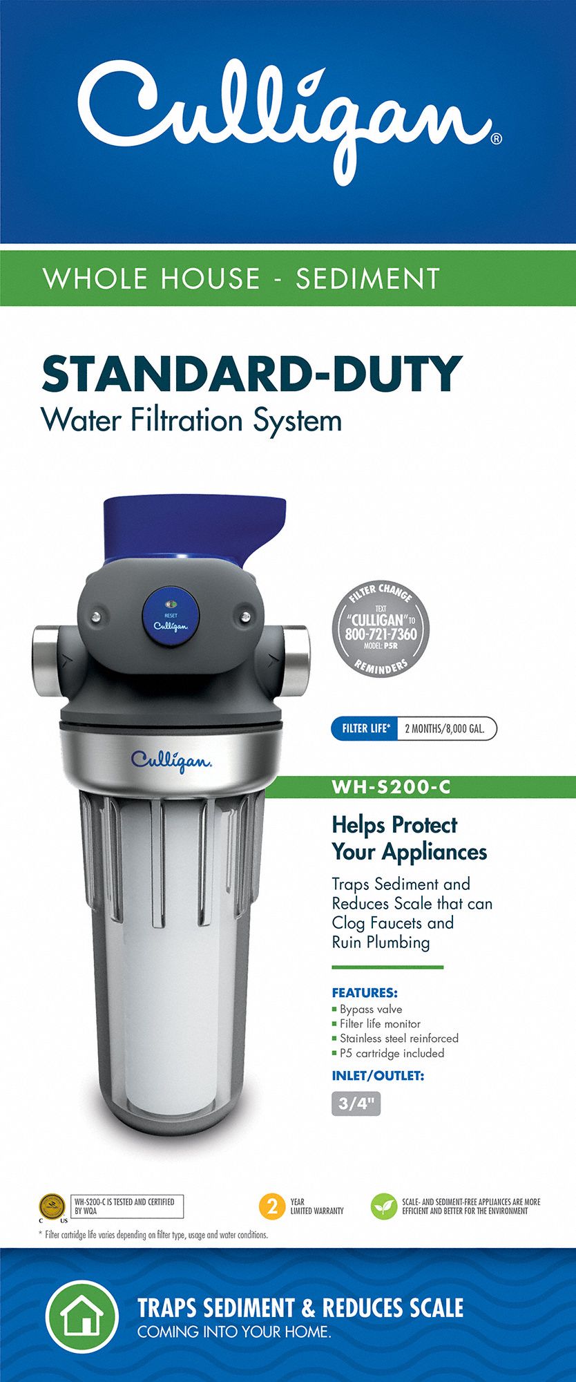 CULLIGAN Water Filtration System: 5 micron, 4 gpm, 8,000 gal, 15 1/2 in ...