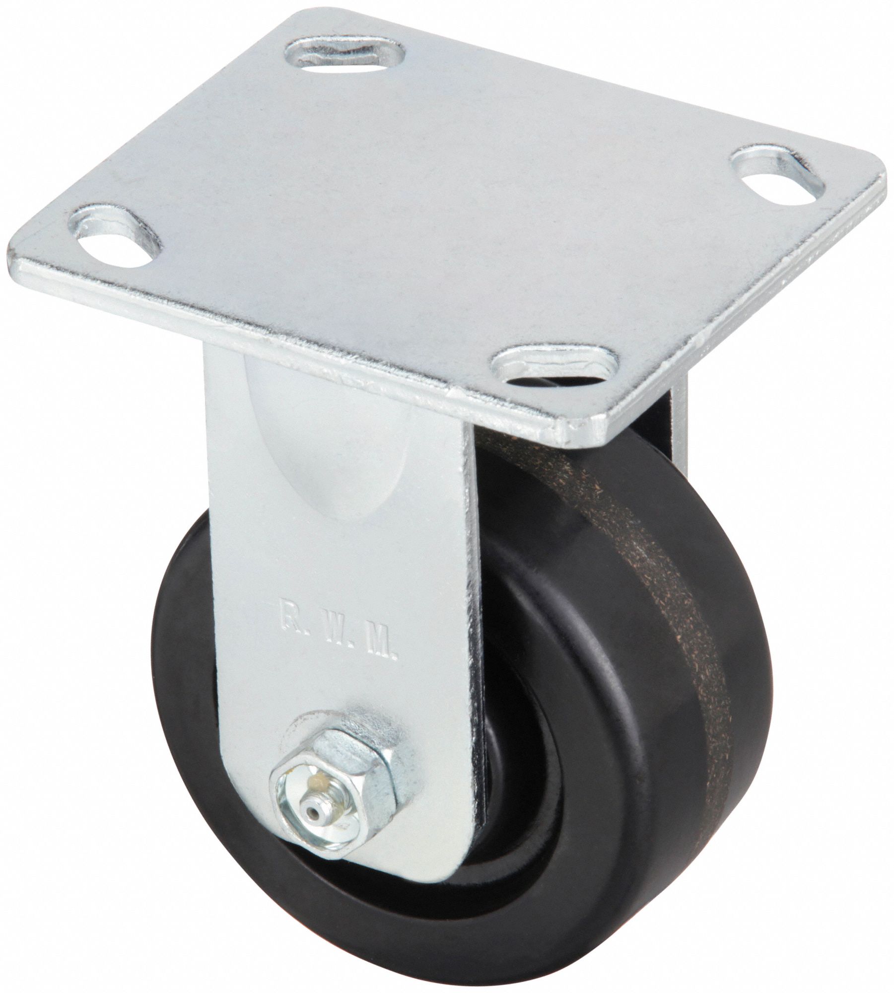 KINGPINLESS PLATE CASTER, 5 IN WHEEL DIA, 1000 LB, 6½ IN MOUNTING H, RIGID CASTER, PHENOLIC