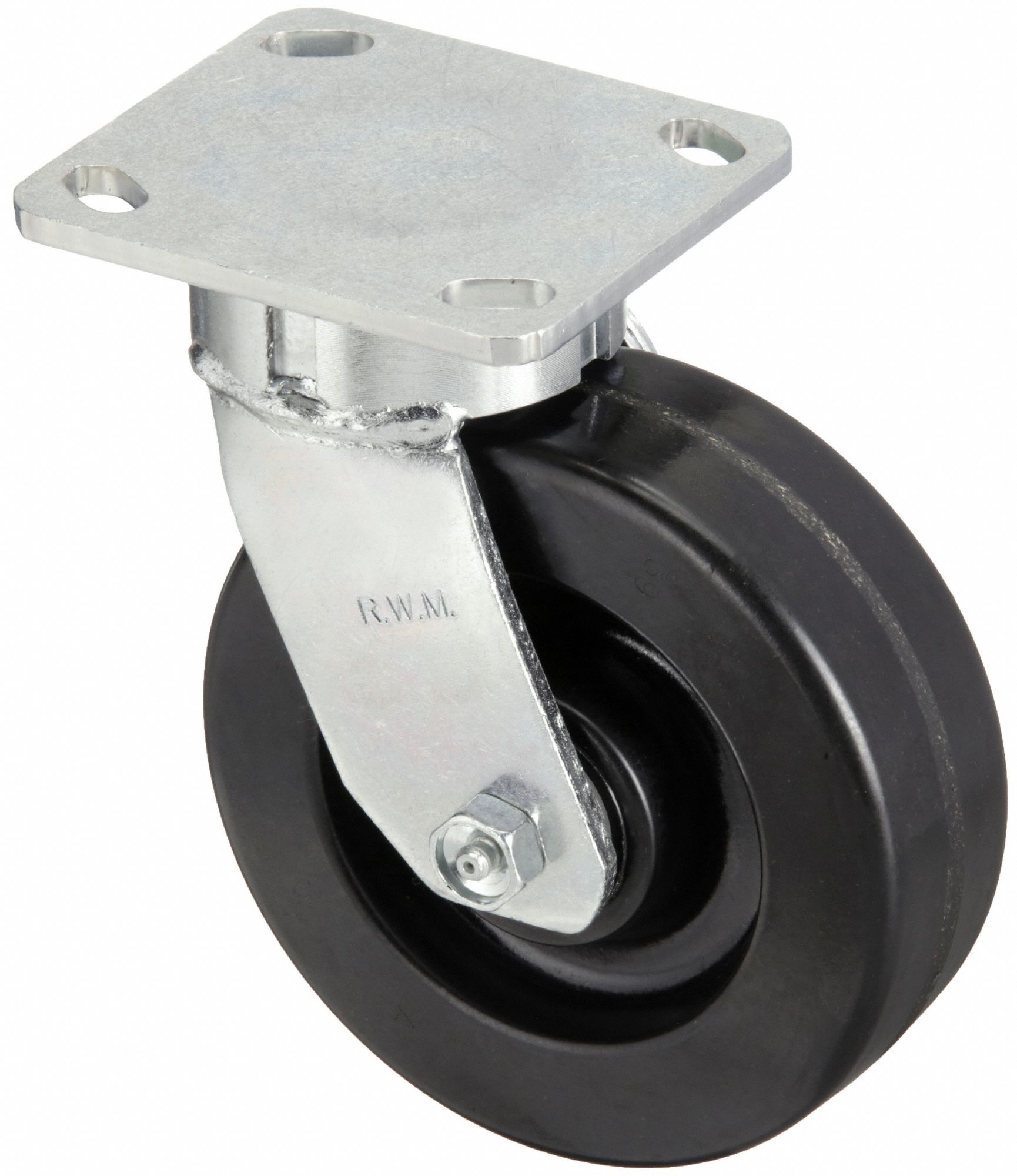 KINGPINLESS PLATE CASTER, 4 IN WHEEL DIA, 800 LB, 5⅝ IN MOUNTING H, SWIVEL CASTER, PHENOLIC