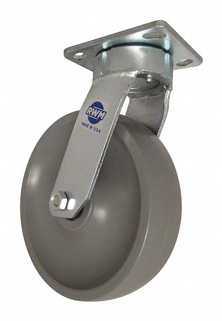 Plate Caster, Swivel, Elastomer, 10 1/8"H