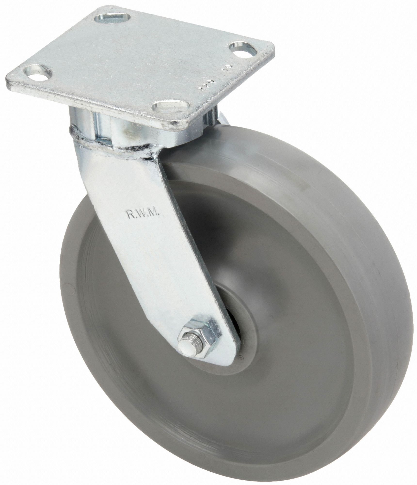 Plate Caster, Swivel, Elastomer, 9 1/2"H