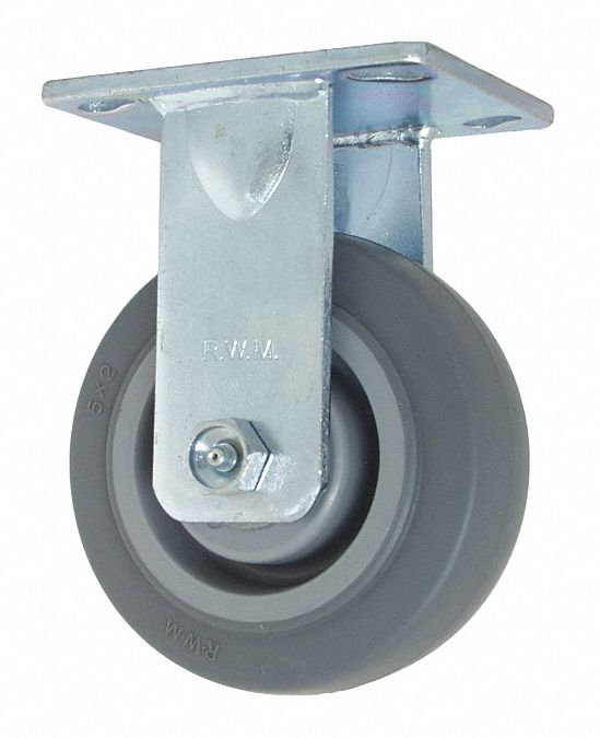 Plate Caster, Rigid, Rubber, 5 5/8"H