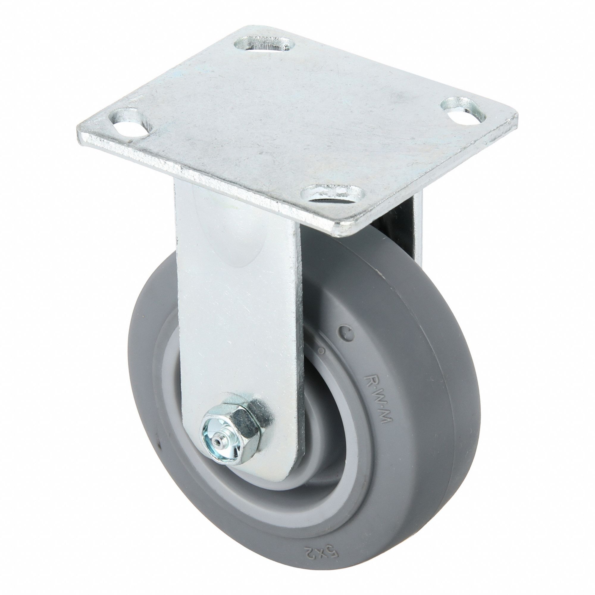 Plate Caster, Rigid, Rubber, 6 1/2"H