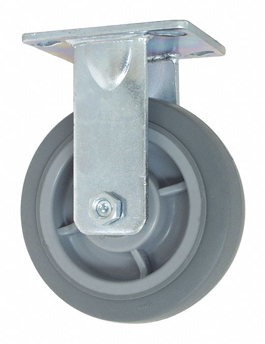 Plate Caster, Rigid, Rubber, 7 1/2"H