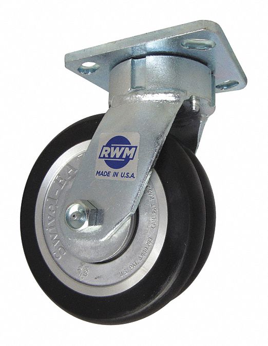Plate Caster, Swivel, Polyurethane, 7 1/2"H