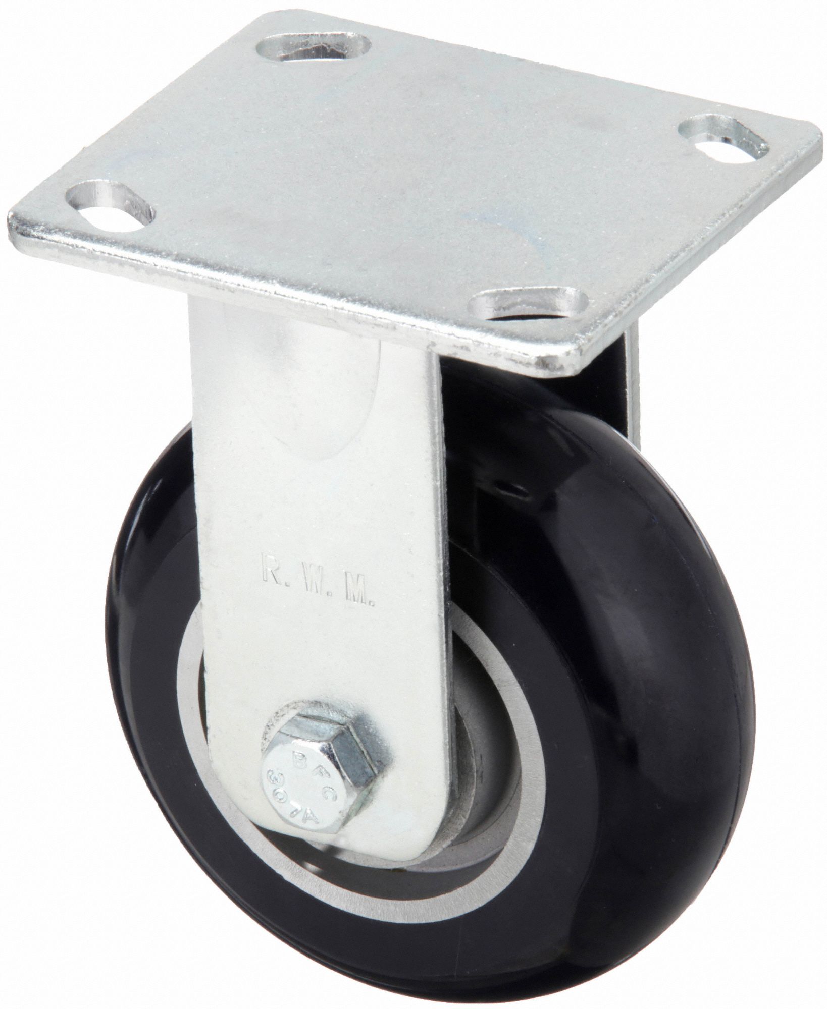 KINGPINLESS PLATE CASTER, 5 IN WHEEL DIA, 1050 LB, 6½ IN MOUNTING H, RIGID CASTER, FIRM