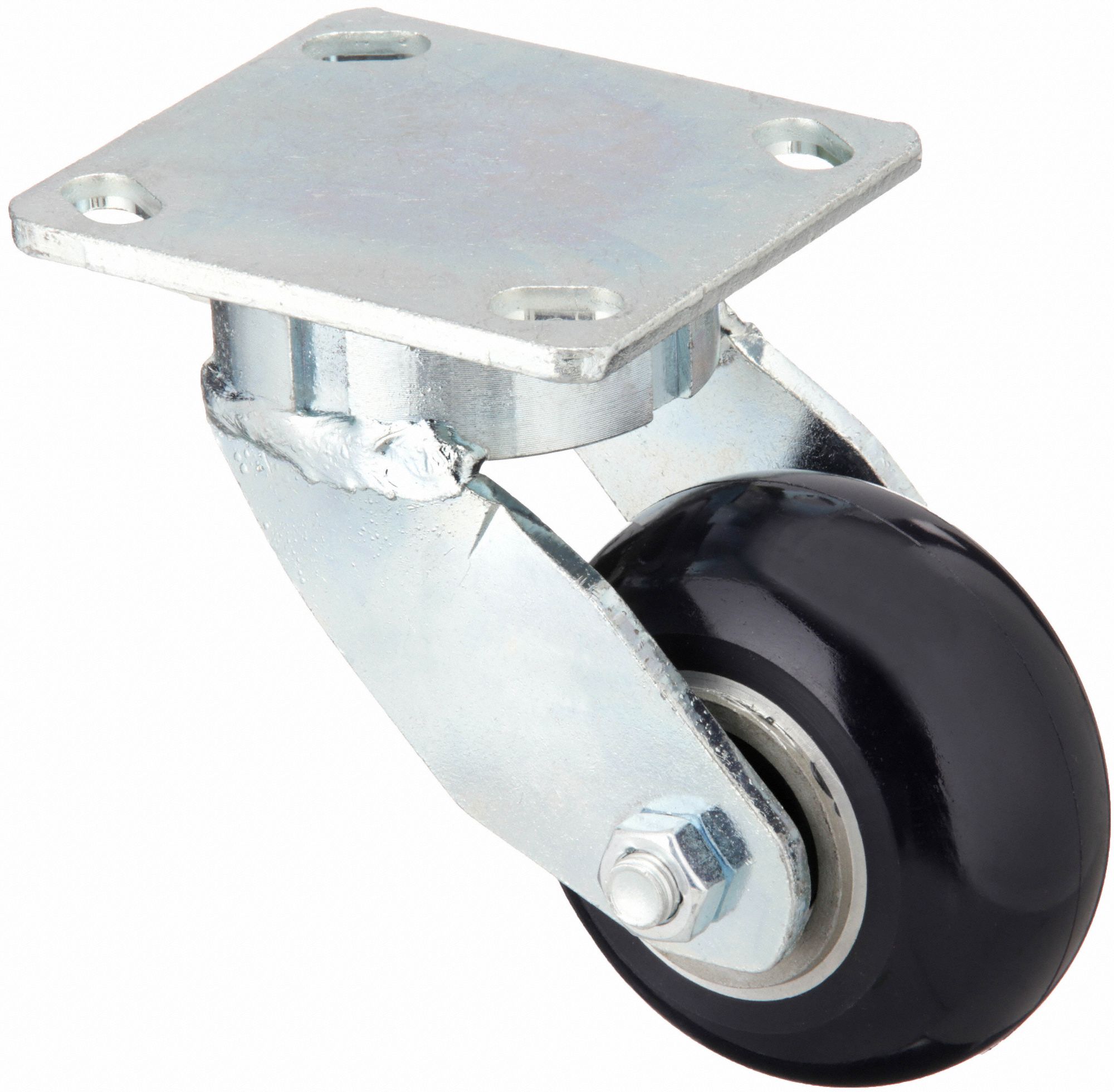 KINGPINLESS PLATE CASTER, 4 IN WHEEL DIA, 700 LB, 5⅝ IN MOUNTING H, SWIVEL CASTER, FIRM