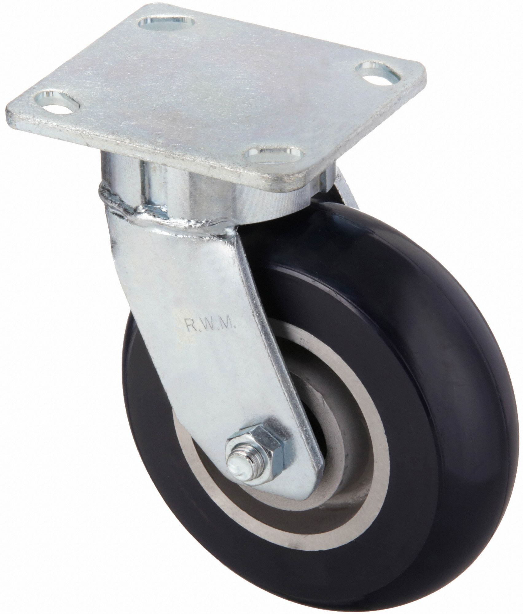 KINGPINLESS PLATE CASTER, 6 IN WHEEL DIA, 1230 LB, 7½ IN MOUNTING H, SWIVEL CASTER, FIRM