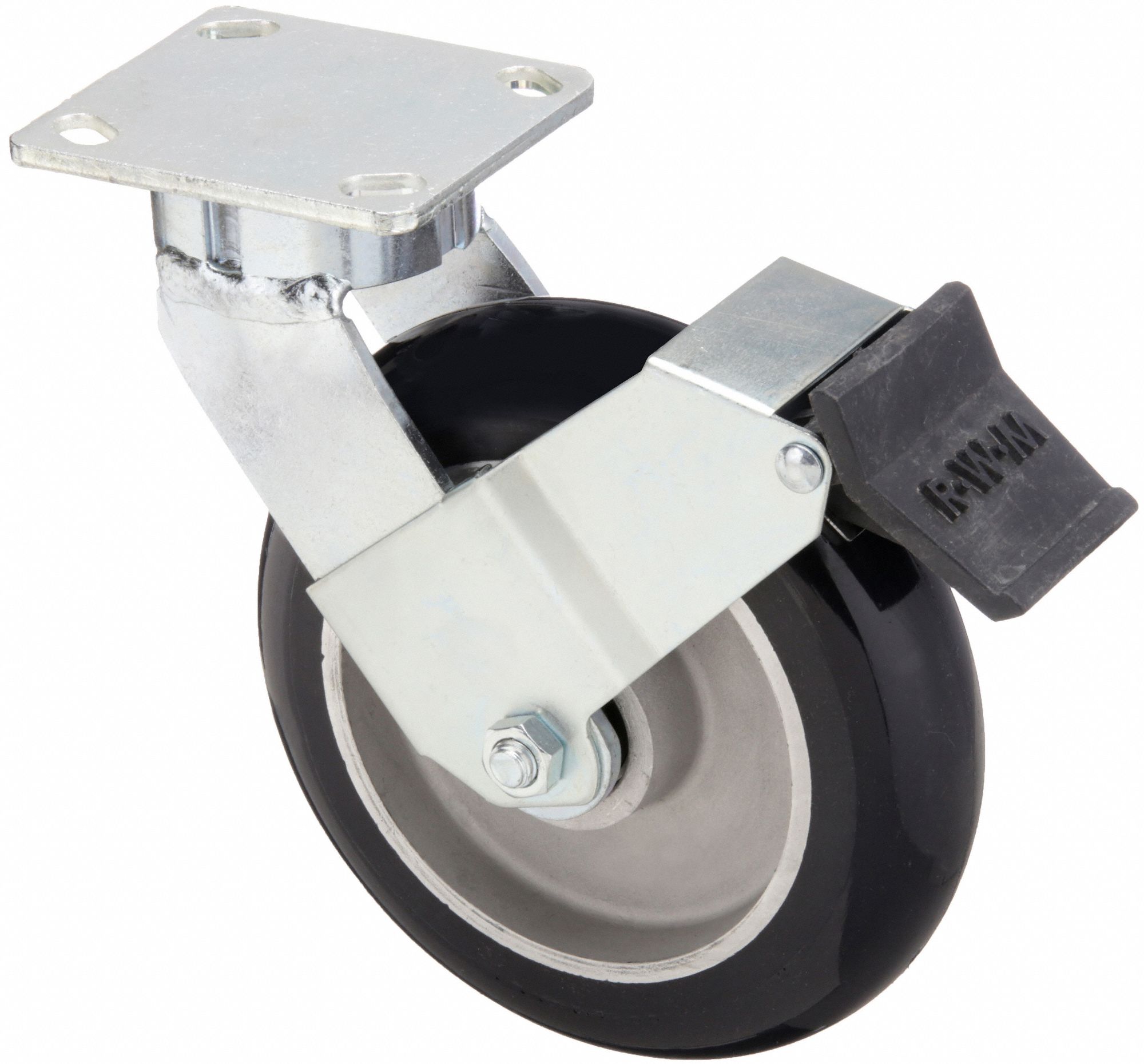 KINGPINLESS PLATE CASTER, 8 IN WHEEL DIA, 1500 LB, 9½ IN MOUNTING H, POLYURETHANE, FIRM