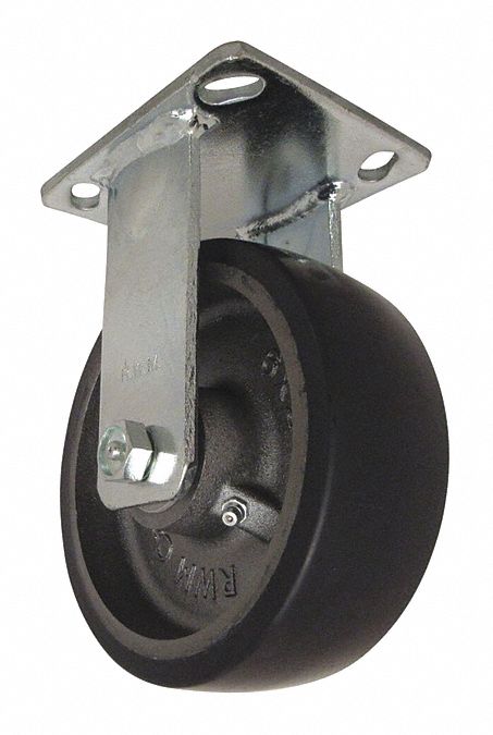 Plate Caster, Rigid, Polyurethane, 7 1/2"H