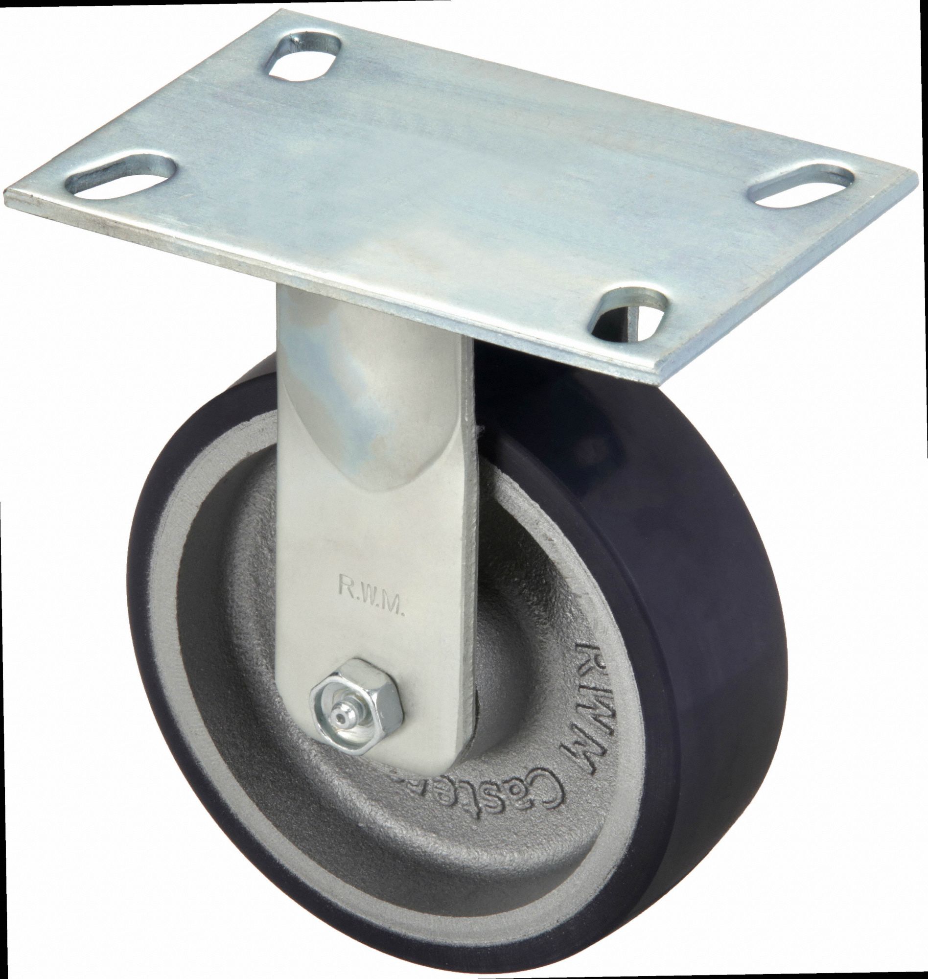 KINGPINLESS PLATE CASTER, 6 IN WHEEL DIA, 1230 LB, 7½ IN MOUNTING H, RIGID CASTER, FIRM
