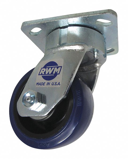 RWM Kingpinless Plate Caster 4 in Wheel Dia., 600 lb, 5 5/8 in
