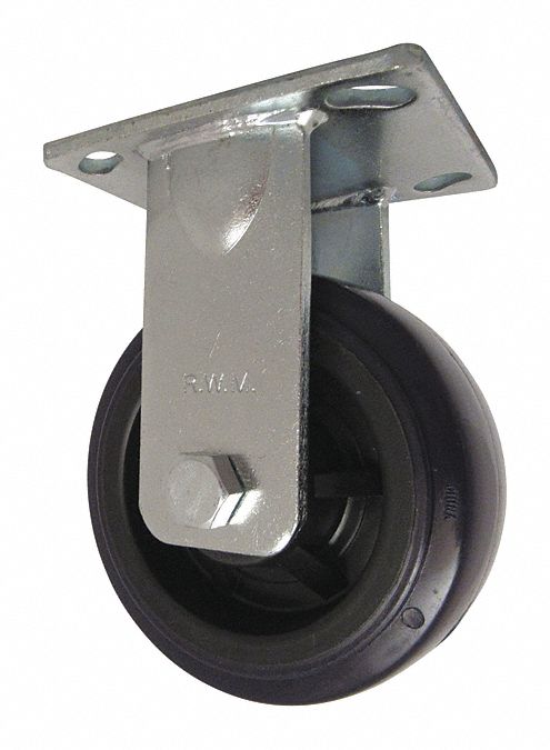 Plate Caster: Rigid, Polyurethane, 5 in Wheel Dia, 2 in Wheel Wd, 6 1/2 in Mounting Ht, Roller