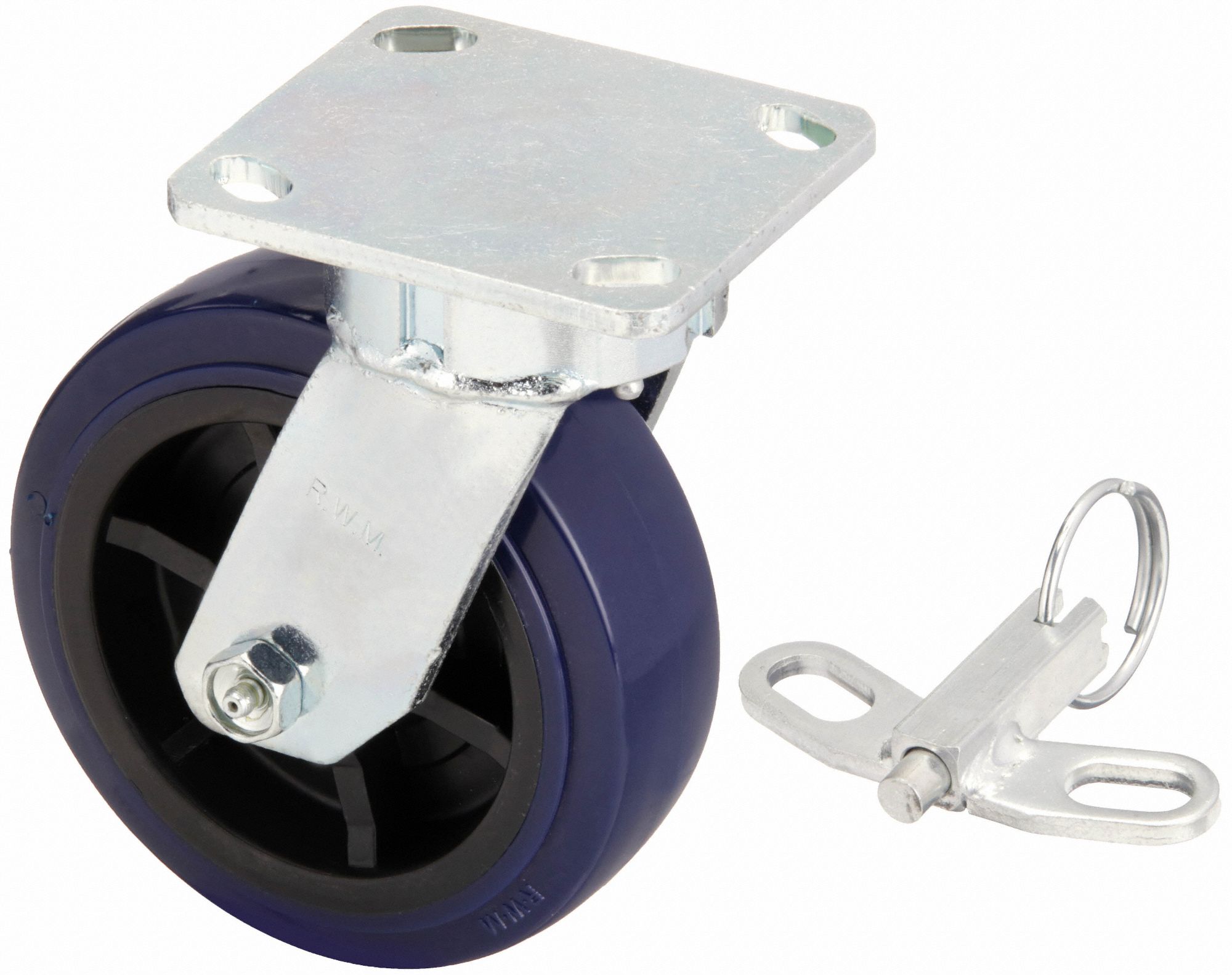 RWM Kingpinless Plate Caster 6 in Wheel Dia., 900 lb, 7 1/2 in