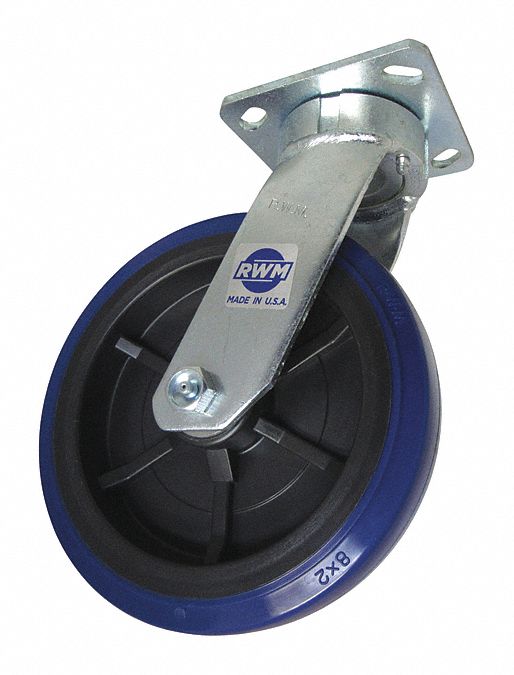 RWM Kingpinless Plate Caster 8 in Wheel Dia., 1000 lb, 10 1/8 in