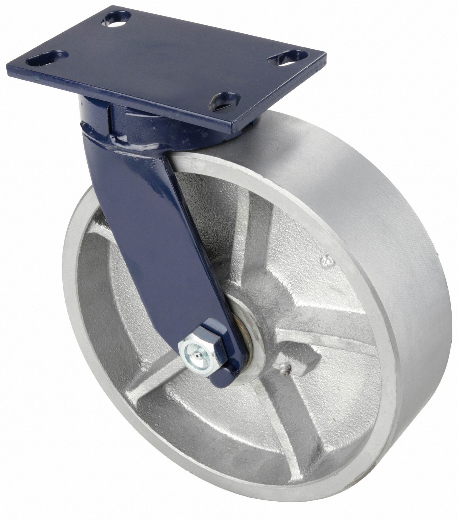 KINGPINLESS PLATE CASTER, 8 IN WHEEL DIA, 1400 LB, 10⅛ IN MOUNTING H, SWIVEL CASTER, IRON