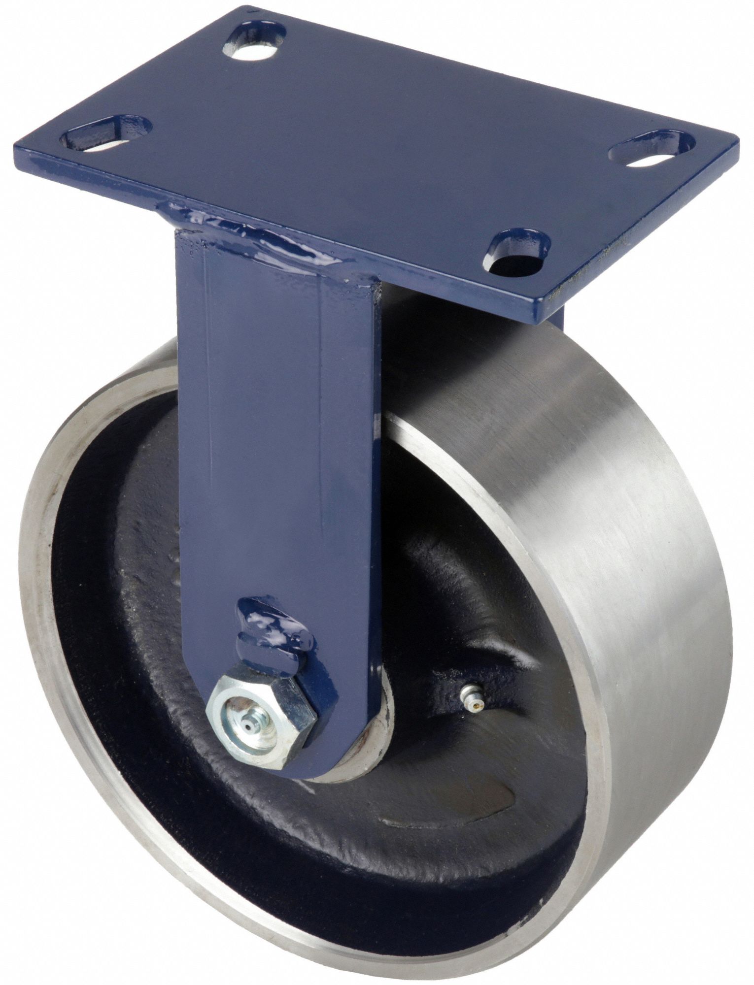 KINGPINLESS PLATE CASTER, 8 IN WHEEL DIA, 5500 LB, 10⅛ IN MOUNTING H, RIGID CASTER, STEEL