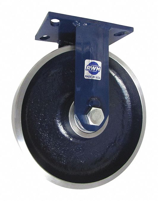 Plate Caster: Rigid, Steel, 10 in Wheel Dia, 3 in Wheel Wd, 11 1/2 in Mounting Ht, Roller, Rigid