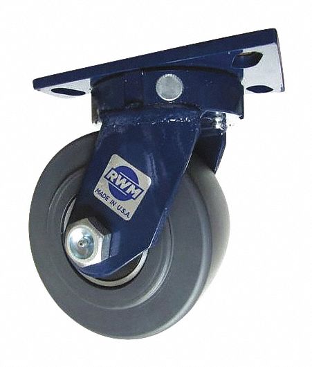 Plate Caster: Swivel, Nylon, 6 in Wheel Dia, 3 in Wheel Wd, 7 1/2 in Mounting Ht, Ball, Swivel