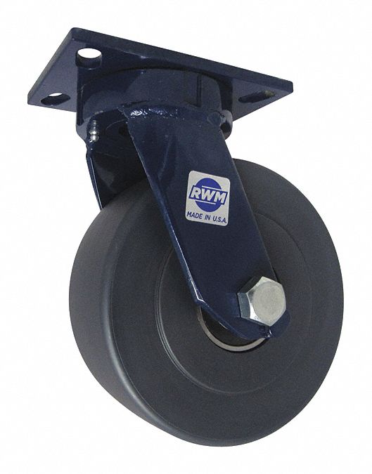 Plate Caster: Swivel, Nylon, 10 in Wheel Dia, 3 in Wheel Wd, 11 1/2 in Mounting Ht, Ball, Swivel