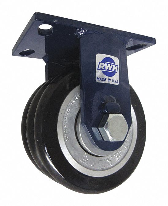 Plate Caster: Rigid, Polyurethane, 6 in Wheel Dia, 3 in Wheel Wd, 7 1/2 in Mounting Ht, Ball