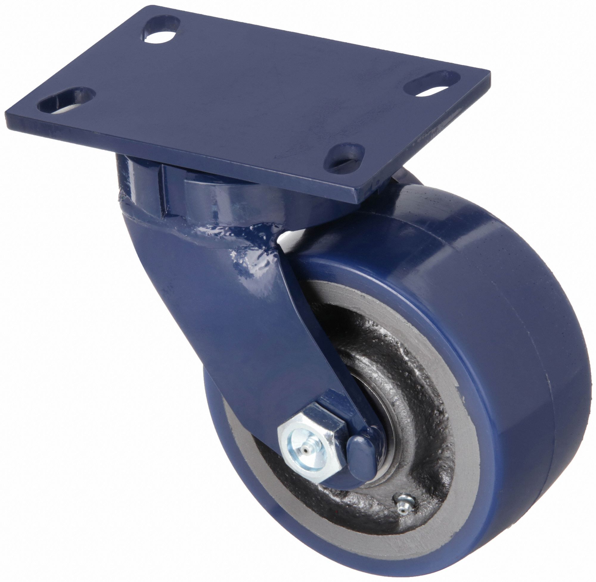 KINGPINLESS PLATE CASTER, 6 IN WHEEL DIA, 2000 LB, 7½ IN MOUNTING H, SWIVEL CASTER, FIRM