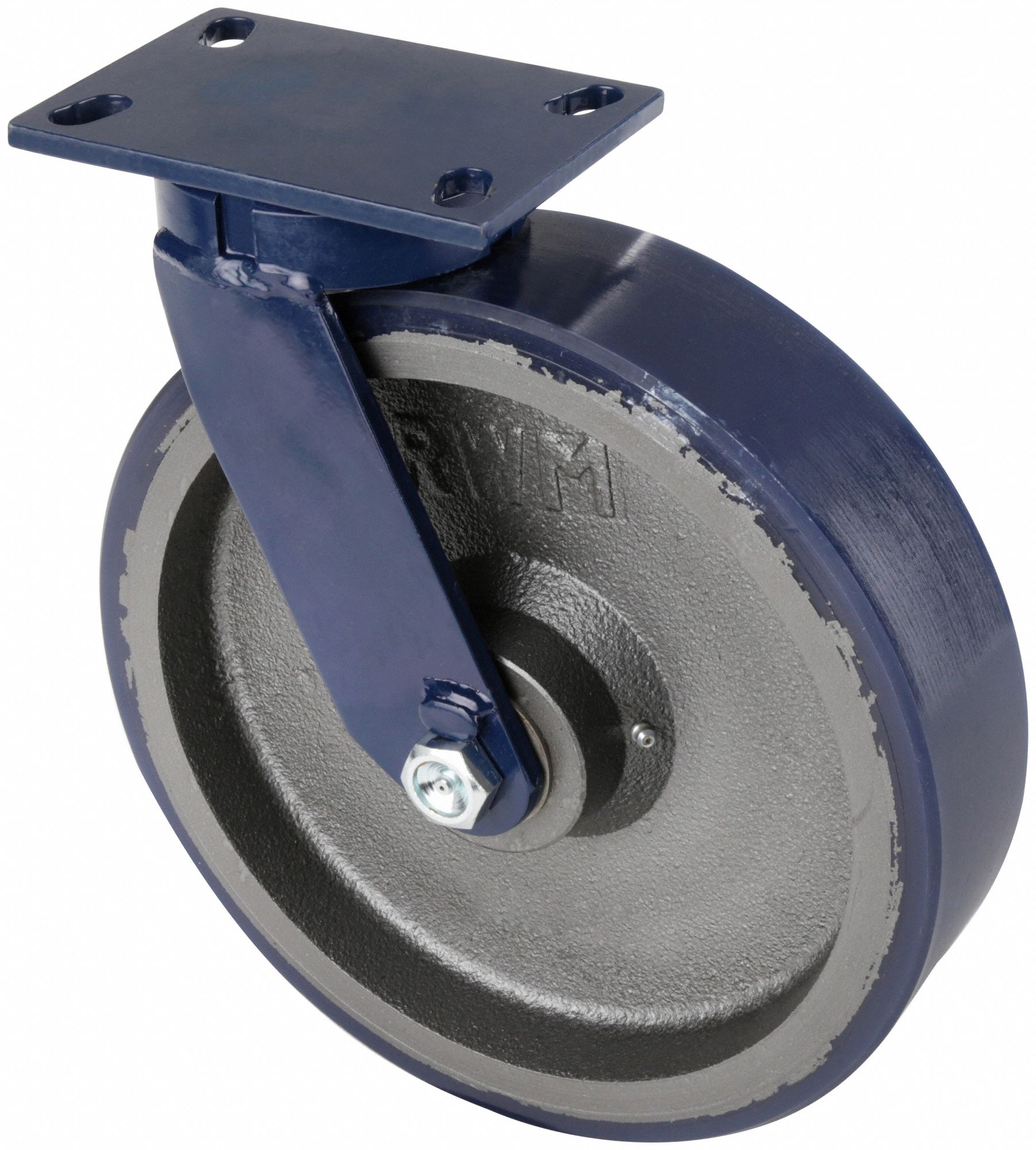 KINGPINLESS PLATE CASTER, 12 IN WHEEL DIA, 3400 LB, 13½ IN MOUNTING H, SWIVEL CASTER, FIRM