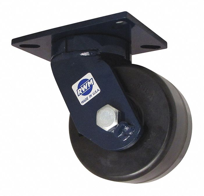 Plate Caster: Swivel, Phenolic, 10 in Wheel Dia, 3 in Wheel Wd, 12 1/2 in Mounting Ht, Roller