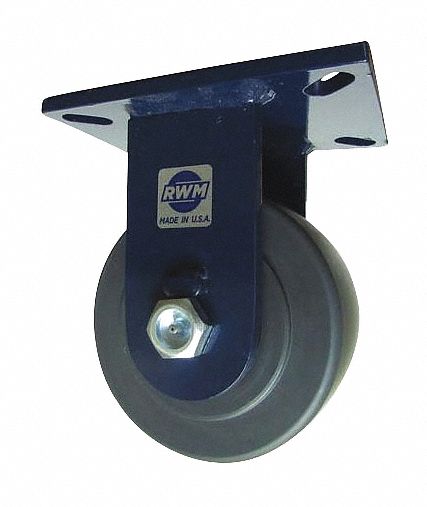 Plate Caster: Rigid, Nylon, 6 in Wheel Dia, 3 in Wheel Wd, 8 in Mounting Ht, Ball, Extreme Duty