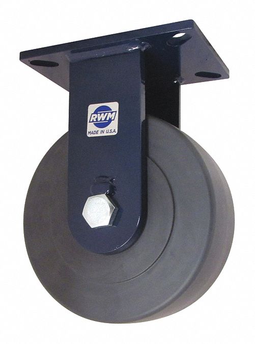 Plate Caster: Rigid, Nylon, 8 in Wheel Dia, 3 in Wheel Wd, 10 1/2 in Mounting Ht, Ball, Rigid