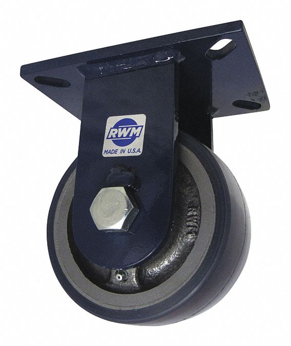 Plate Caster: Rigid, Polyurethane, 6 in Wheel Dia, 3 in Wheel Wd, 8 in Mounting Ht, Ball, Rigid