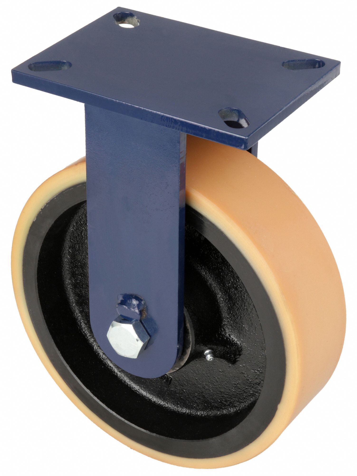 KINGPINLESS PLATE CASTER, 10 IN WHEEL DIA, 5000 LB, 12½ IN MOUNTING H, RIGID CASTER, FIRM