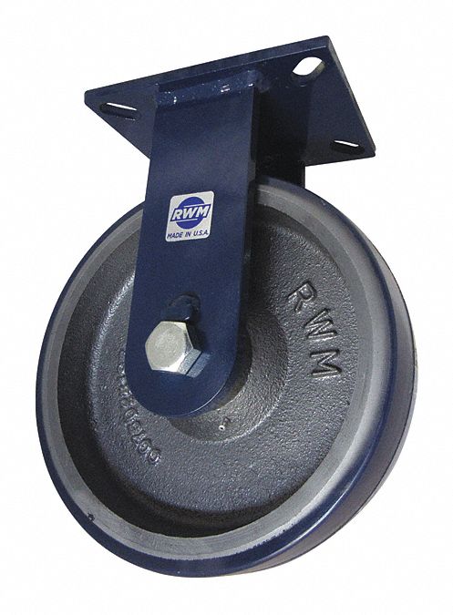 Plate Caster: Rigid, Polyurethane, 10 in Wheel Dia, 3 in Wheel Wd, 12 1/2 in Mounting Ht, Ball