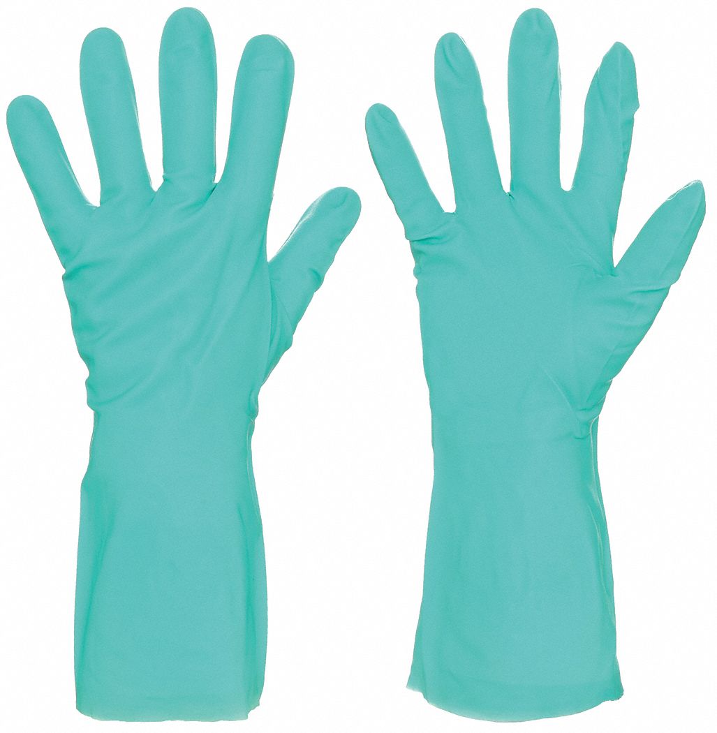 CHEMICAL RESISTANT GLOVES, 15 MIL, 13 IN LENGTH, GRAIN, SIZE 8, GREEN