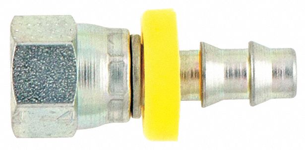 BARBED HYDRAULIC HOSE FITTING, -4 HOSE DASH SIZE, FOR ¼ IN HOSE ID, JIC X HOSE BARB