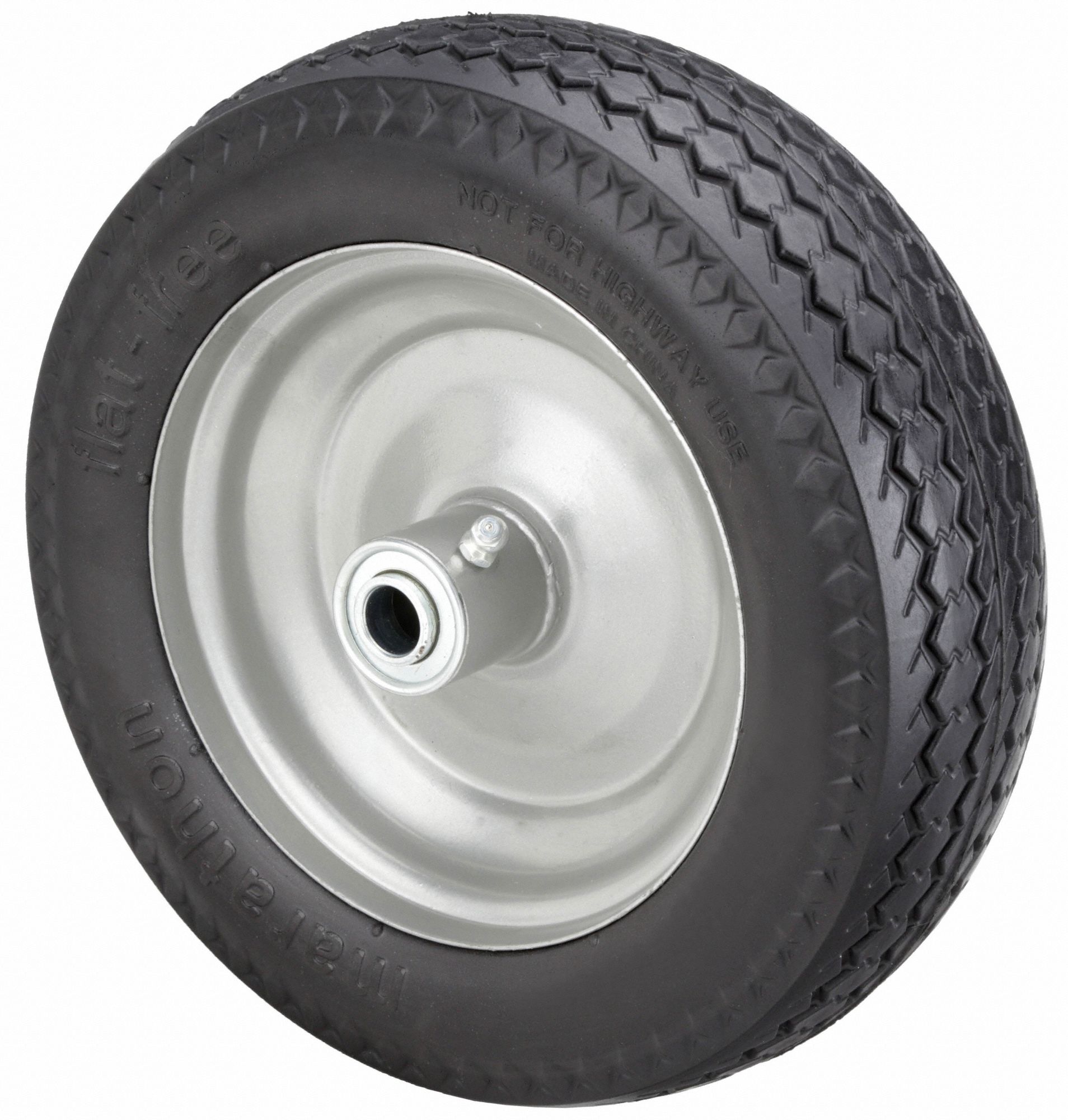 FLAT-FREE POLYURETHANE FOAM WHEEL, 10 IN WHEEL DIAMETER, 3 IN WHEEL W, 225 LB, STEEL