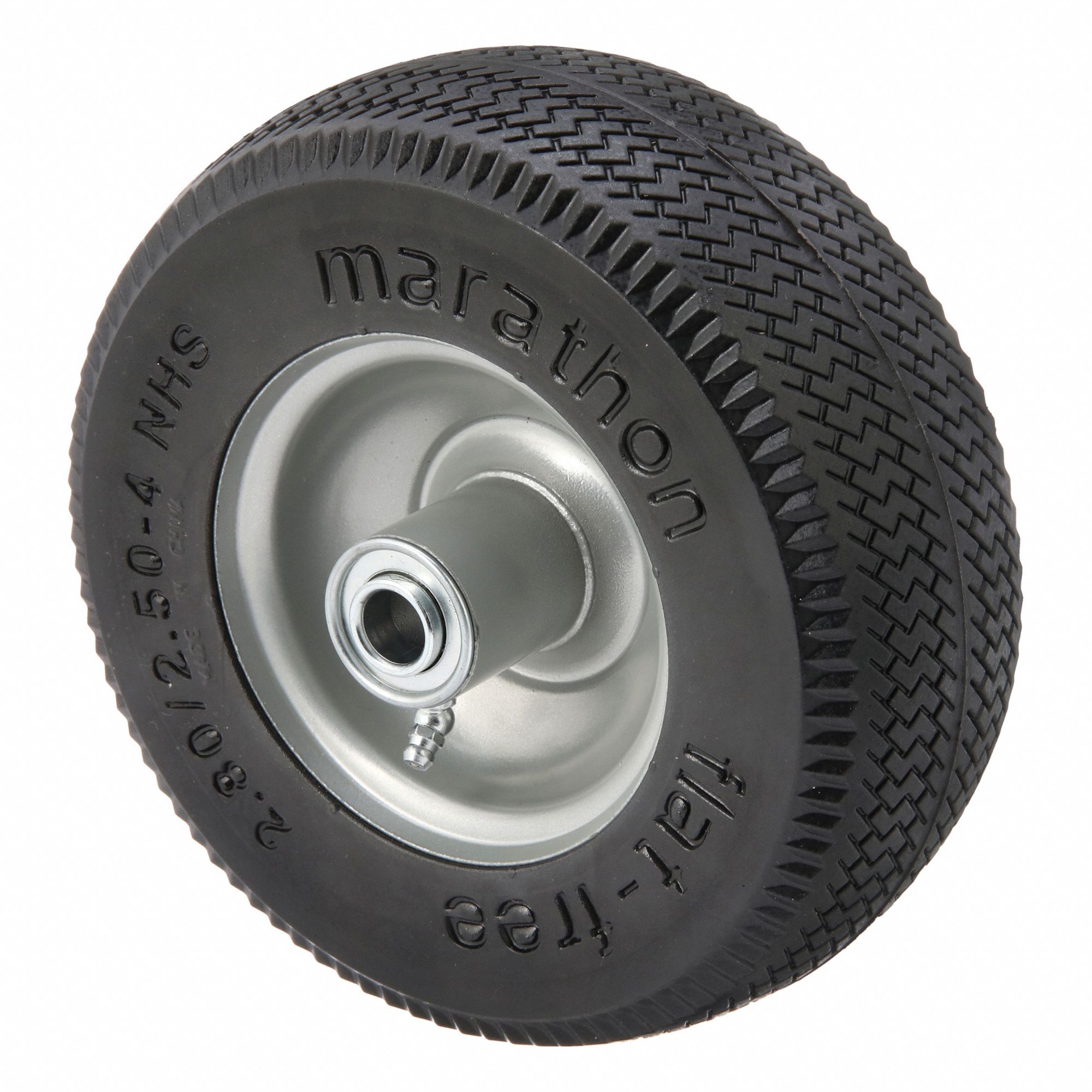 Flat-Free Wheel: 8 3/8 in Wheel Dia., 2 in Wheel Wd, Polyurethane, 2 1/4 in Hub Lg