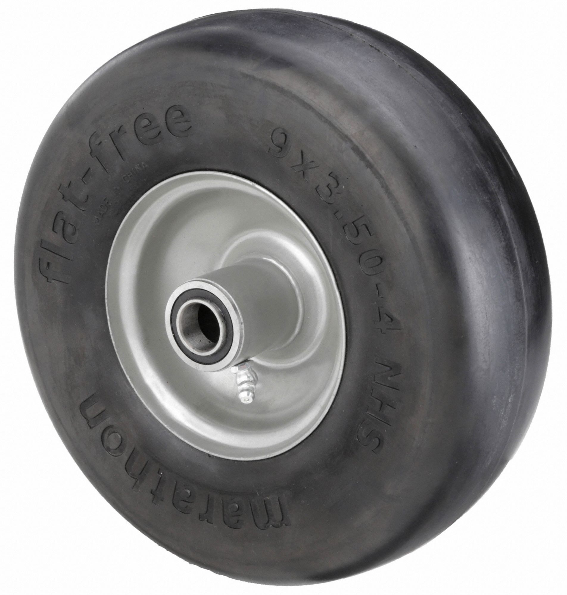 FLAT-FREE POLYURETHANE FOAM WHEEL, 9⅜ IN WHEEL DIAMETER, 3 5/16 IN WHEEL W, 225 LB