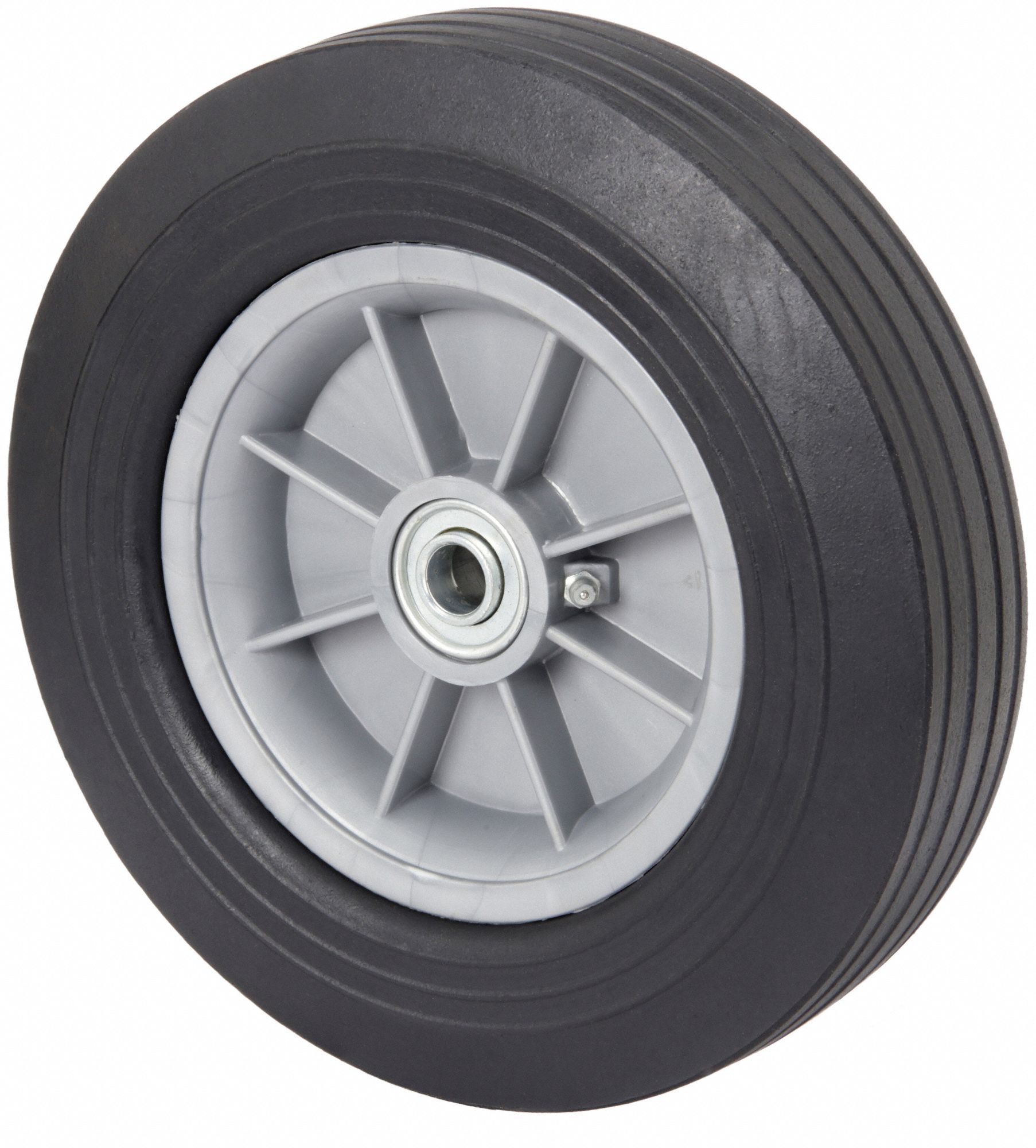 FLAT-FREE SOLID RUBBER WHEEL, 10 IN WHEEL DIA, 2 IN WHEEL W, 500 LB, PLASTIC, STD