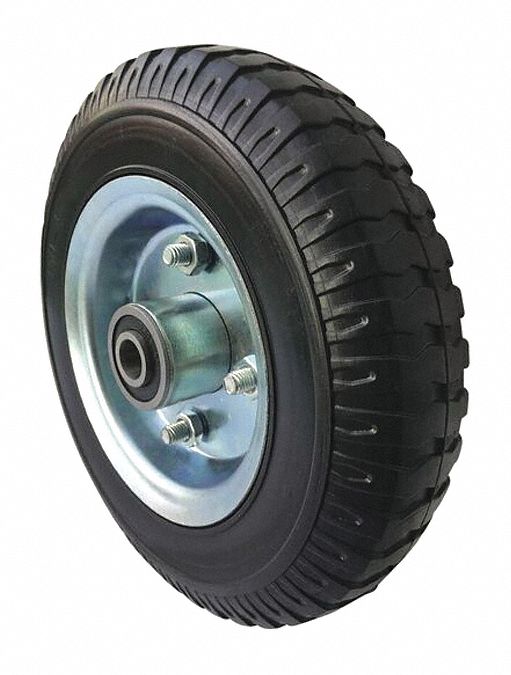 GRAINGER APPROVED Flat-Free Solid Rubber Wheel: 8 in Wheel Dia., 2 in ...