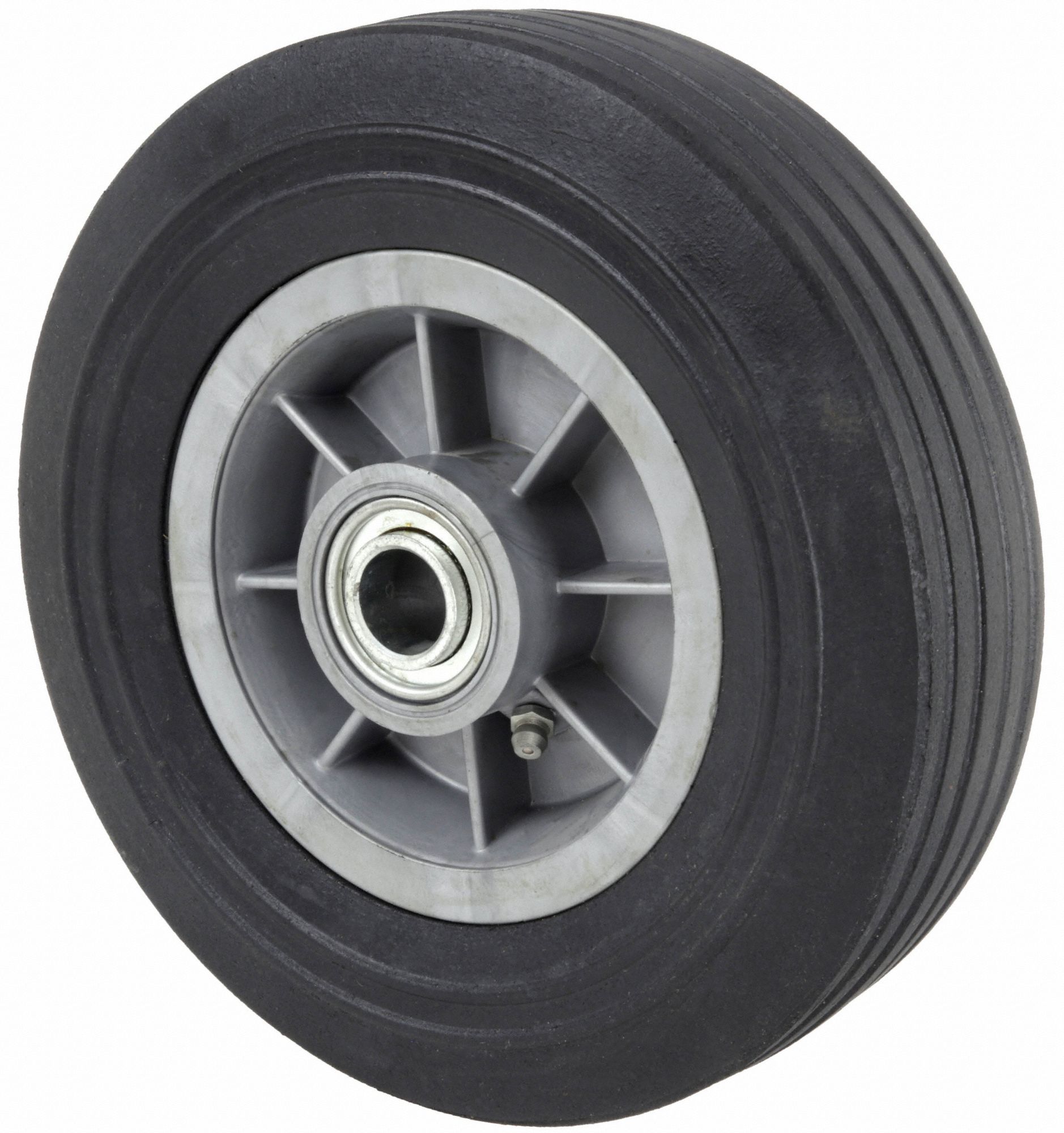 FLAT-FREE SOLID RUBBER WHEEL, 8 IN WHEEL DIAMETER, 2 IN WHEEL W, 500 LB, PLASTIC, STANDARD