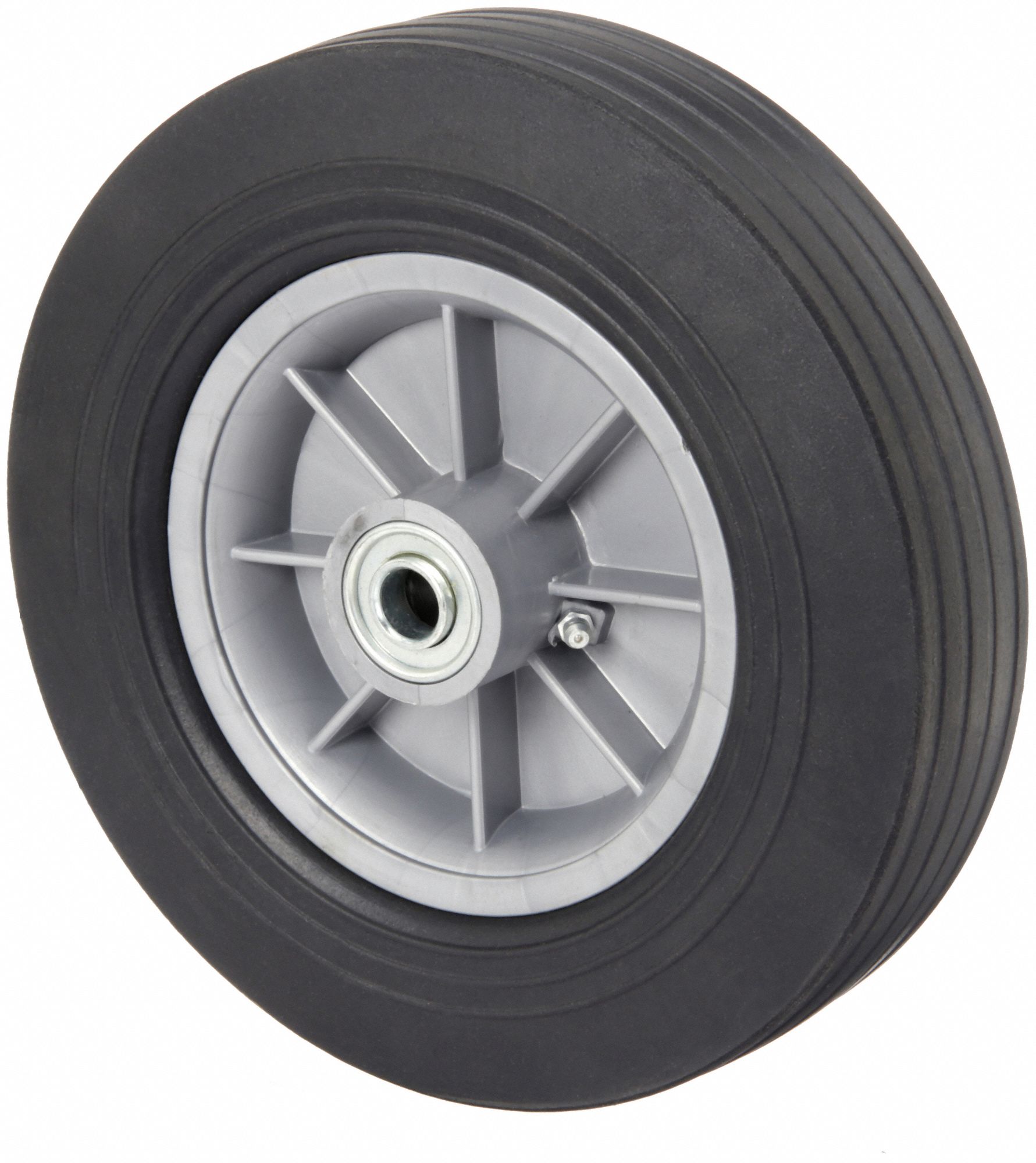 FLAT-FREE SOLID RUBBER WHEEL, 10 IN WHEEL DIA, 3 IN WHEEL W, 500 LB, PLASTIC, STD
