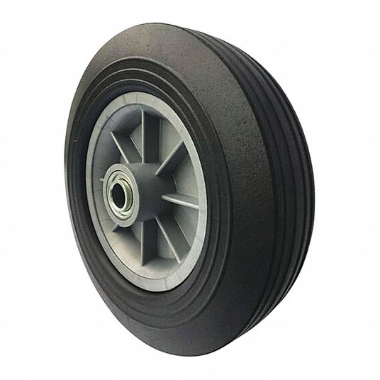 Flat Free Solid Rubber 10" wheel 500lb Load Rating 5/8 Axle 10X2.5  53CM88 