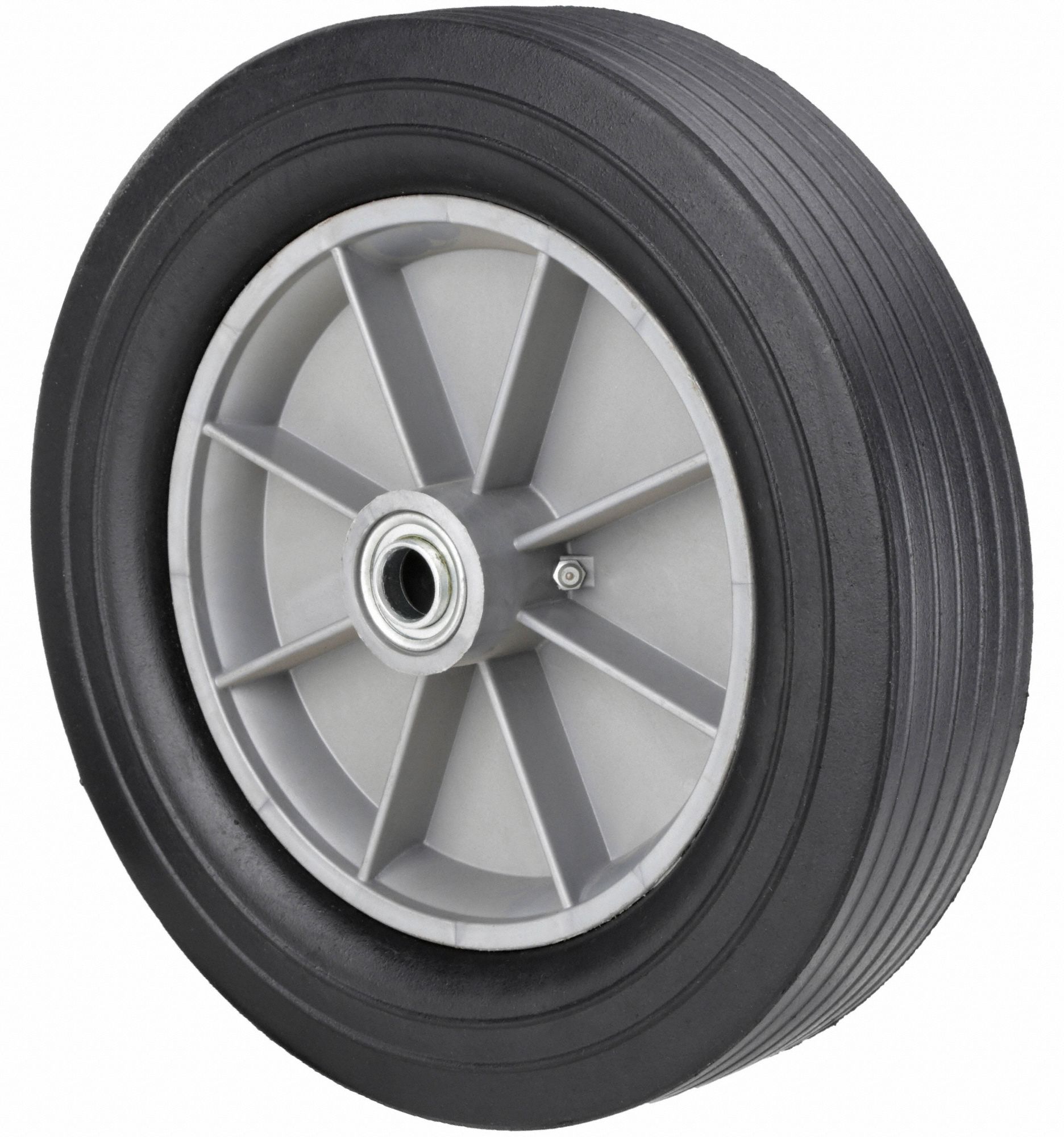 FLAT-FREE SOLID RUBBER WHEEL, 12 IN WHEEL DIA, 2 13/16 IN WHEEL W, 550 LB, PLASTIC
