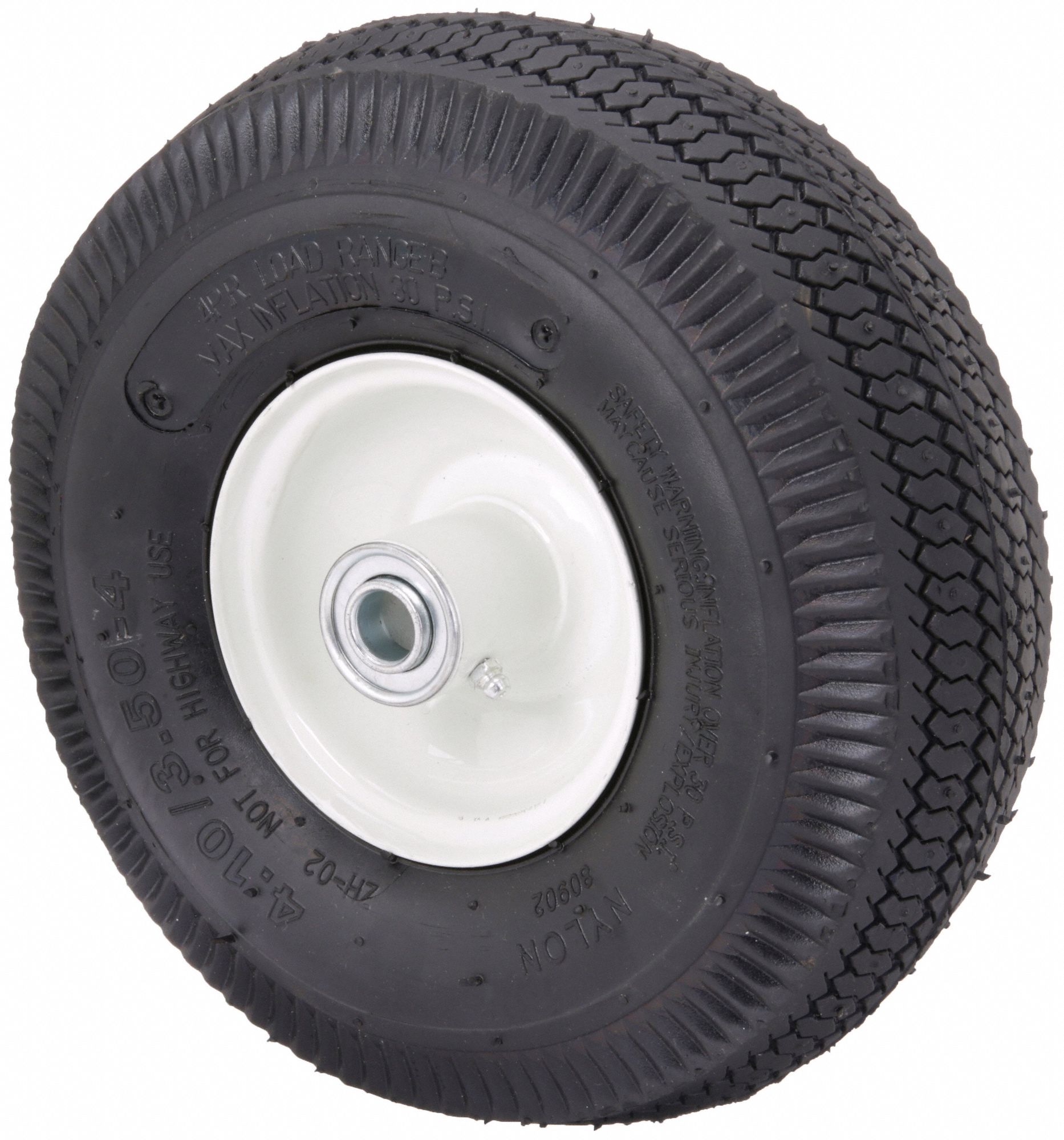 PNEUMATIC WHEEL, 10 IN WHEEL DIAMETER, 3 IN WHEEL W, 300 LB, ⅝ IN FOR AXLE SIZE, STANDARD