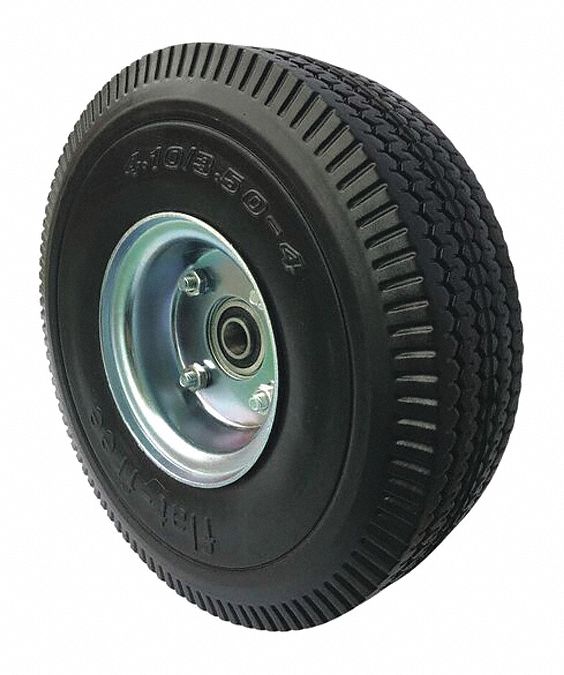 GRAINGER APPROVED FlatFree Polyurethane Foam Wheel 10 in Wheel Dia